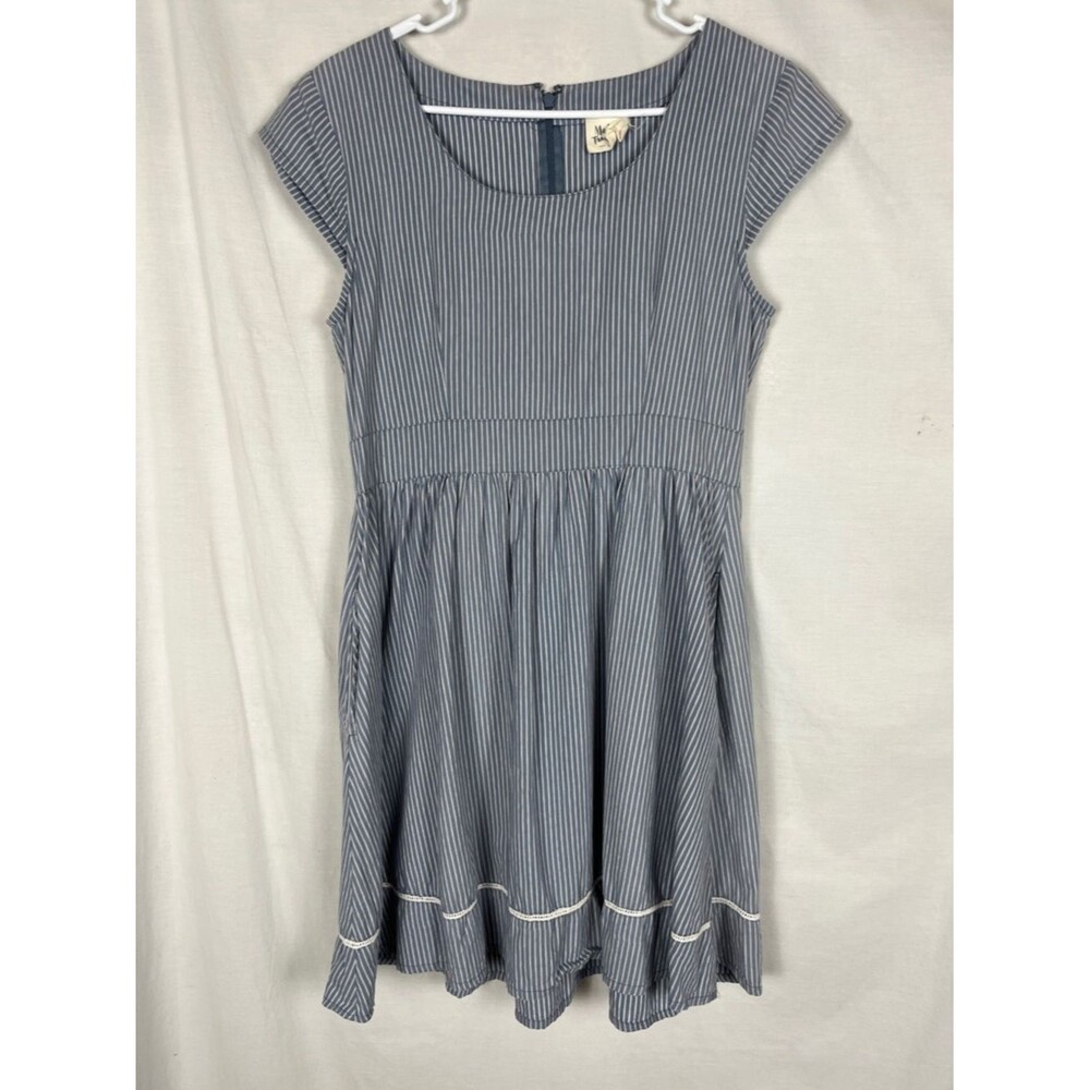 Mata Traders Blue and White Striped Cotton Midi Dress